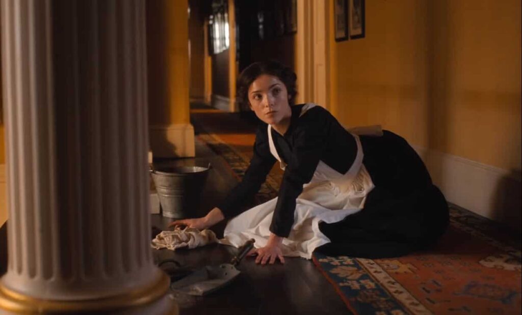 A Woman of Substance scene featuring a young Emma Harte played by Jessica Reynolds