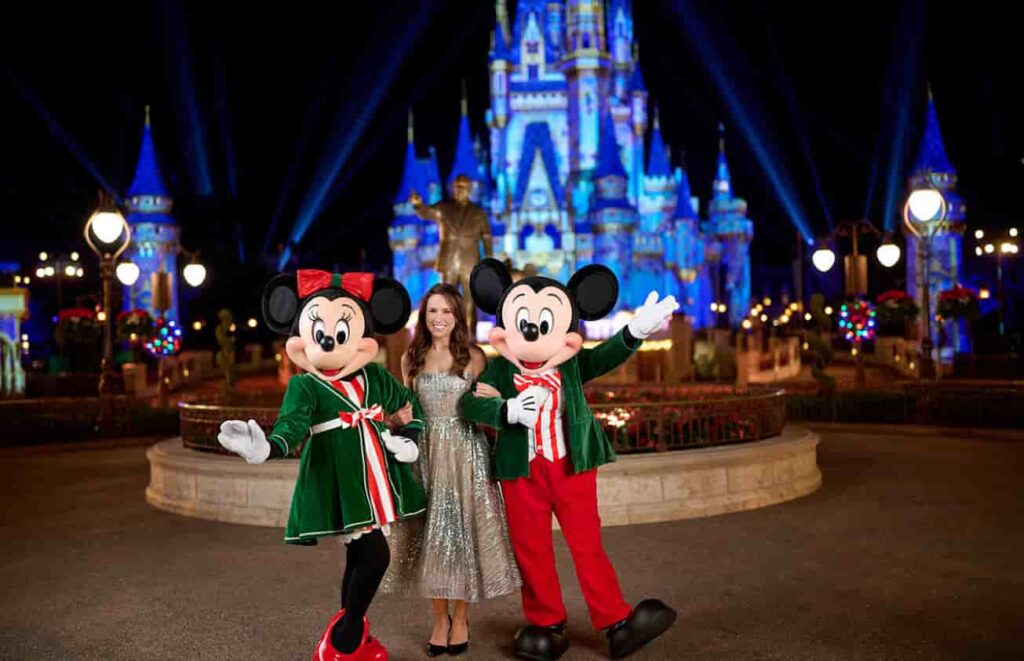 Holiday Ever After: A Disney World Wish Come True featuring Lacey Chabert on location with Mickey and Minney Mouse