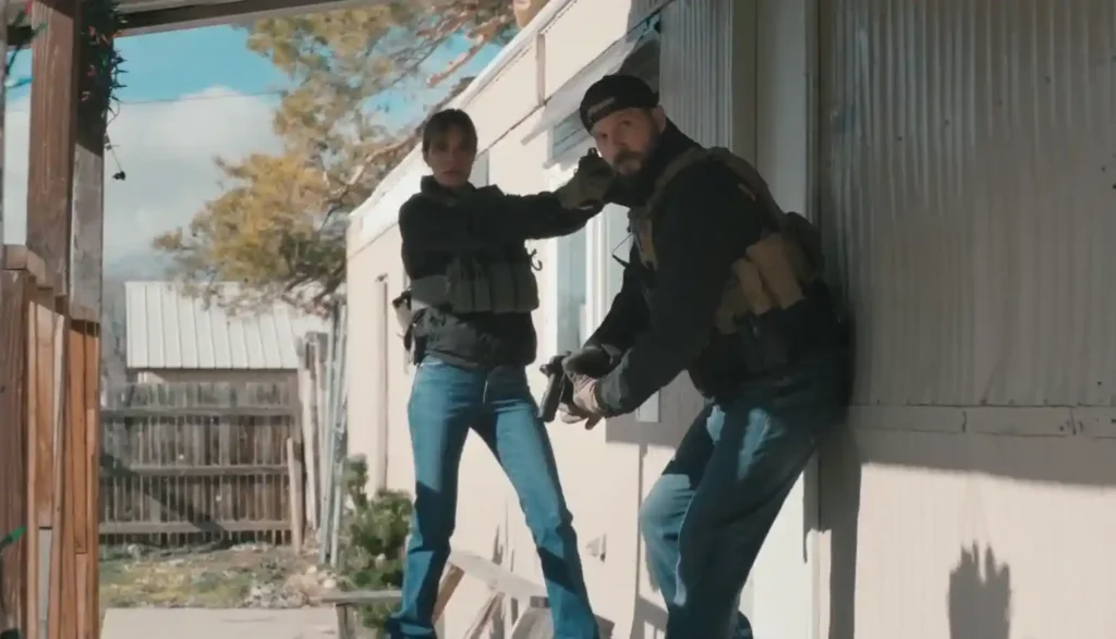 Marshals Season 1 finale featuring Belle Skinner and team leader Pete "Cal" Calvin in ending scene of season 1