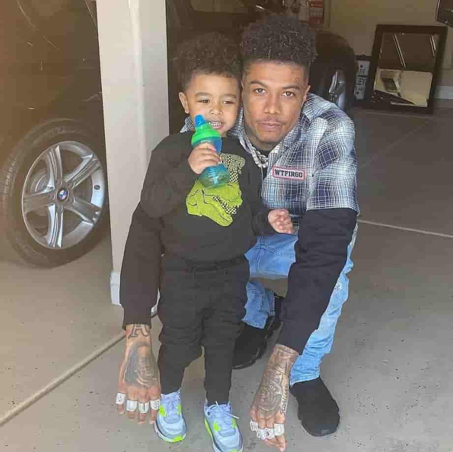 Blueface with son Javaughn J Porter in his garage