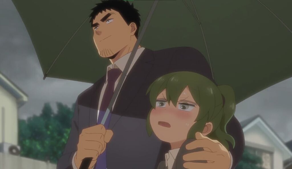 Harumi Takeda holding Igarashi in My Senpai is Annoying anime