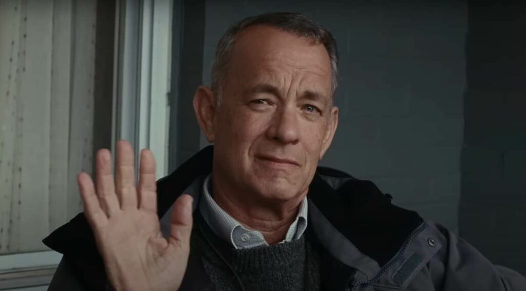 Tom Hanks on the filming set of Castaway movie