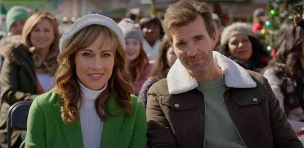 A World Record Christmas filming in Langley featuring Nikki Deloach and Lucas Bryant on the set