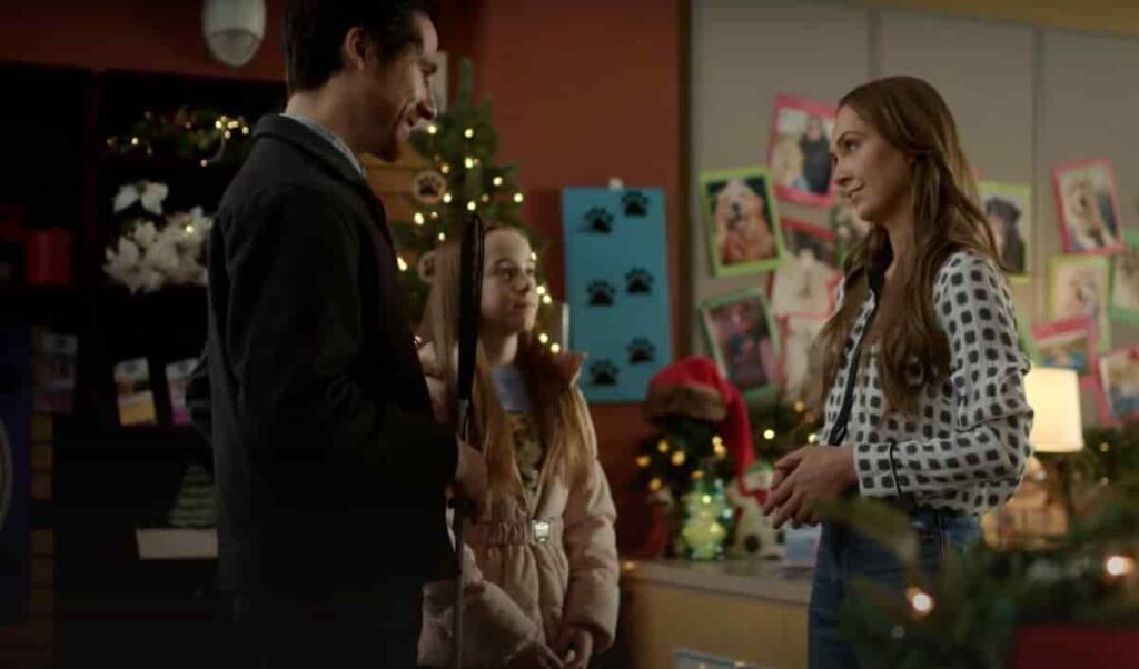 My Christmas Guide movie featuring Ava Weiss, Justin Nurse and Amber Marshall on the filming set