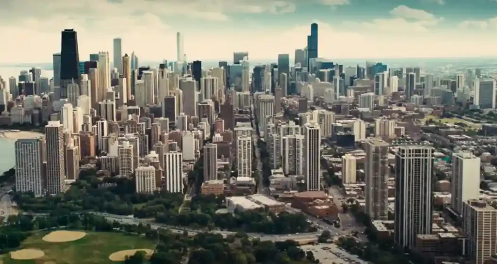 Chicago skyline shown at the starting of The Judge movie