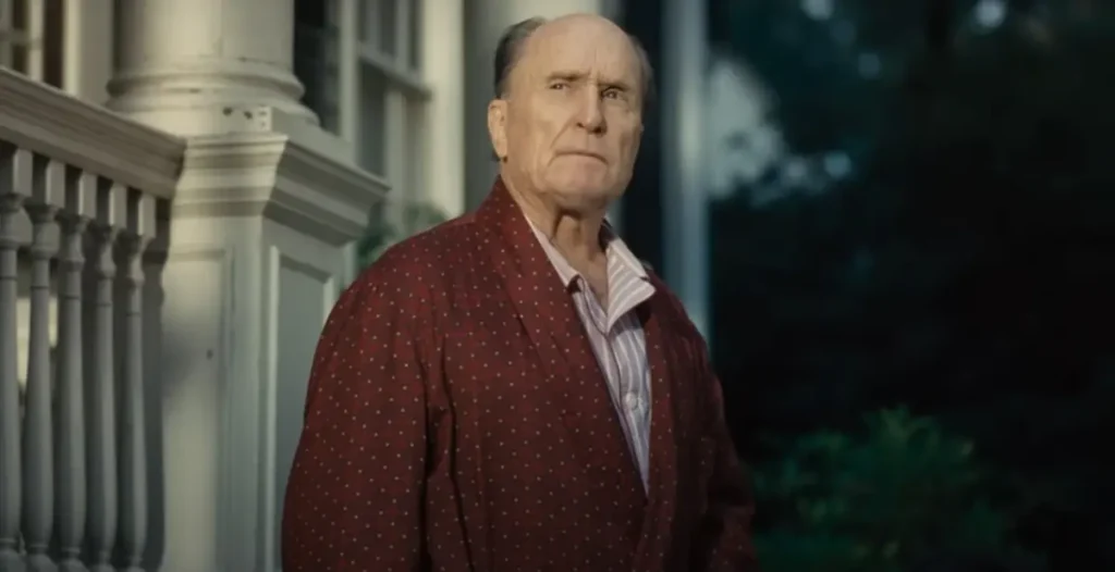Robert Duvall standing out of his house in The Judge 2014 movie