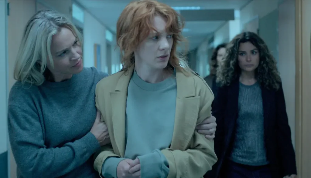 Rifka Lodeizen, Charlie Chan Dagelet, Loes Haverkort, and Noortje Herlaar in a tense scene from Netflix's The Perfect Lie